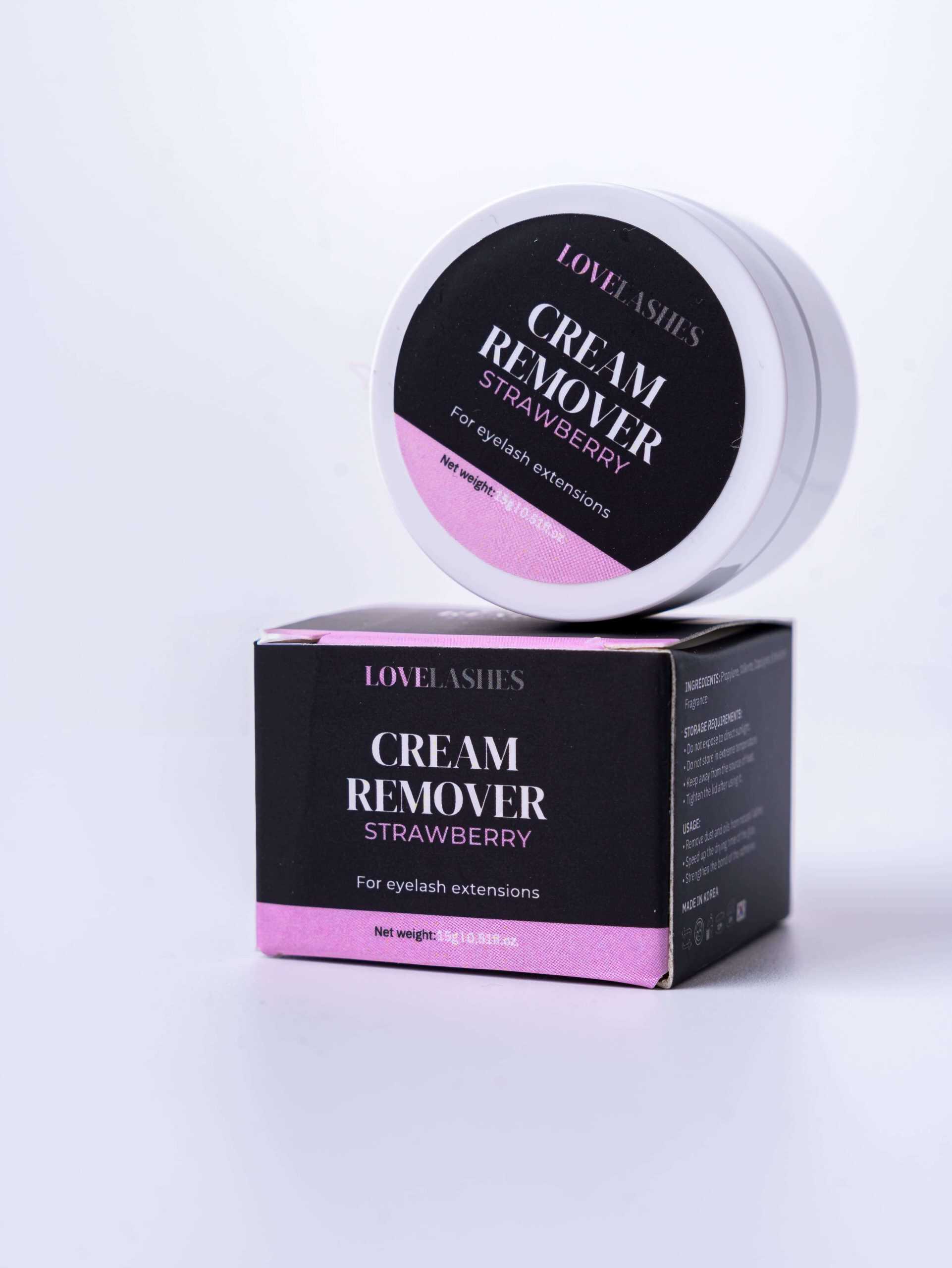Professional cream remover for quick and gentle removal of eyelash extensions without damage