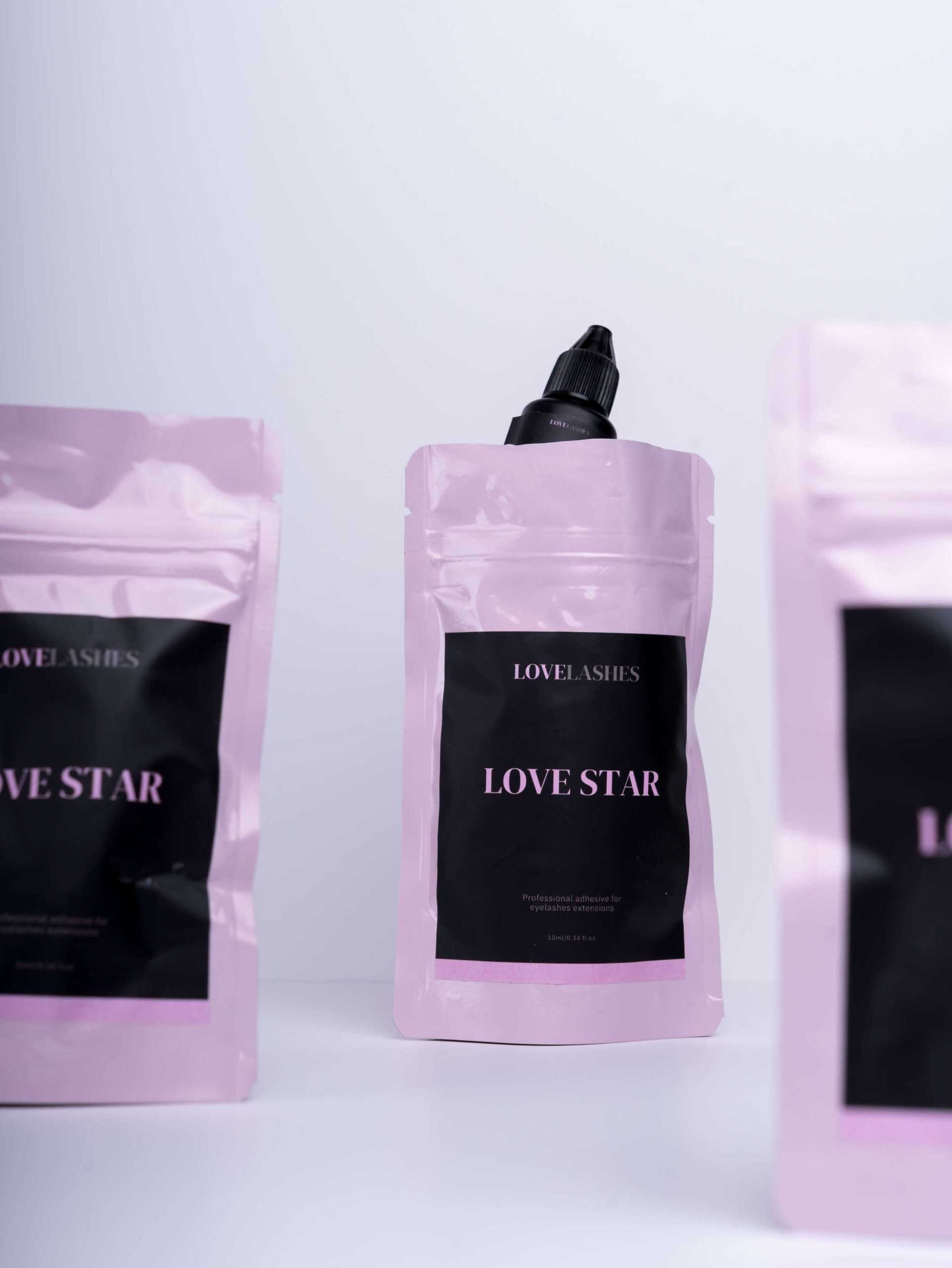 Original packaging of Love Star adhesive for professional lash artists